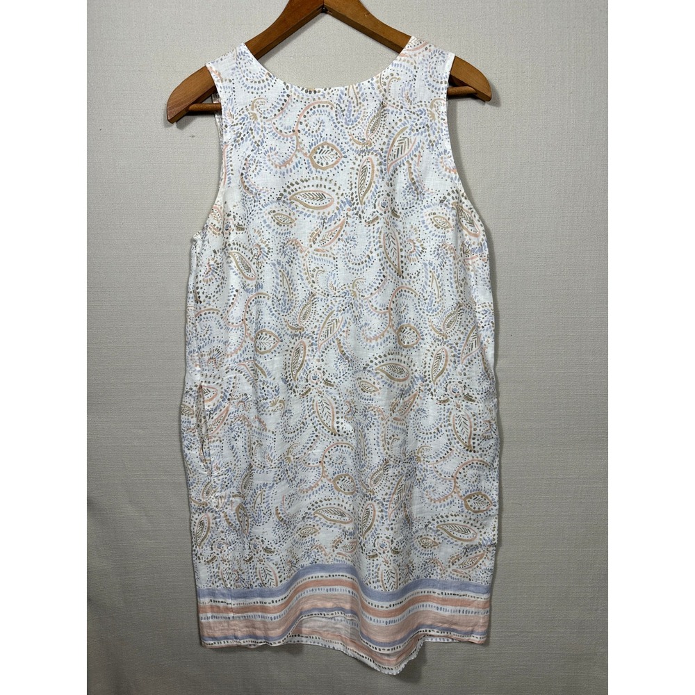 Rachel Ashwell 100% Linen Paisley Shift Dress Sleeveless Boho Cottagecore
